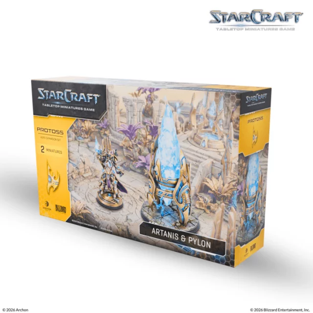 Desková hra StarCraft - Tabletop Miniature Game - Artanis & Pylon - Hero Expansion Set (2 figurky)