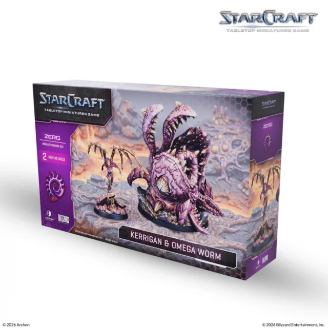 Desková hra StarCraft - Tabletop Miniature Game - Kerrigan & Omega Worm - Hero Expansion Set (2 figurky)
