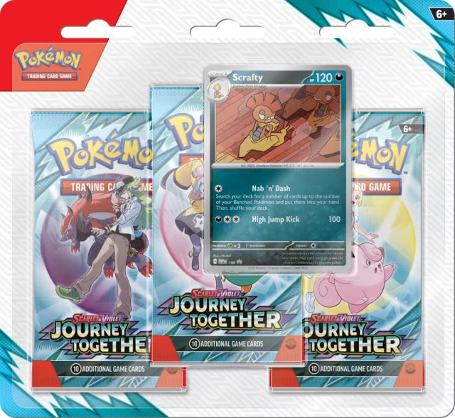 Karetní hra Pokémon TCG: Scarlet & Violet - Journey Together 3-Pack Blister booster (Scrafty)