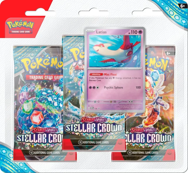 Karetní hra Pokémon TCG: Scarlet & Violet - Stellar Crown 3-Pack Blister booster (Latias)