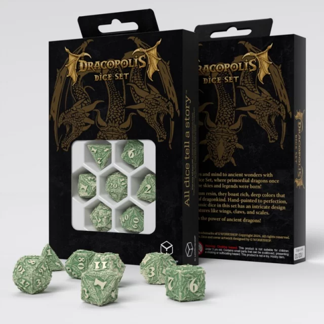 Dragons green & gold Dice Set (7)