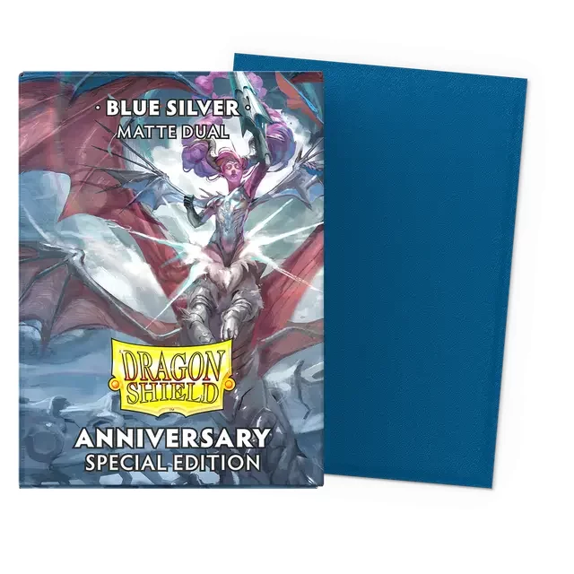 Ochranné obaly na karty Dragon Shield - Dual Sleeves Matte Blue Silver (25th Special Edition) (100 ks)