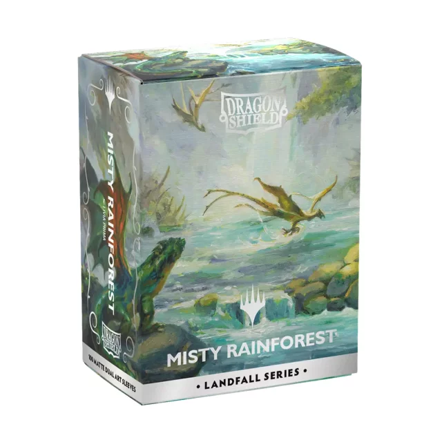 Ochranné obaly na karty Dragon Shield - Landfall Series - Matte Dual Sleeves Misty Rainforest (100 ks)