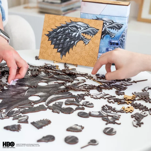 Puzzle Game of Thrones - Metallic Sigil Stark (dřevěné)