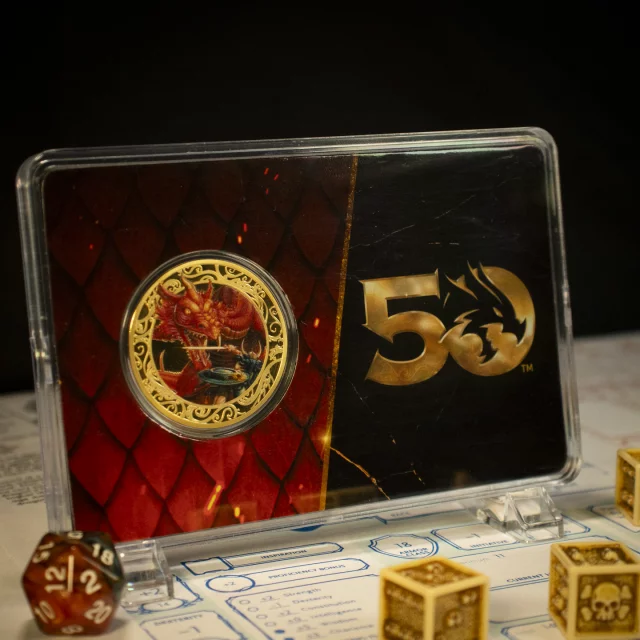 Sběratelská mince Dungeons & Dragons - 50th Anniversary Limited Edition (pozlacená)