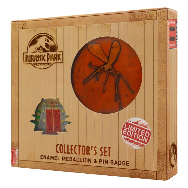Sběratelský set Jurassic Park - Limited Edition (medailon. odznak)