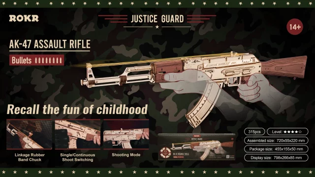 Stavebnice - AK-47  Assault Rifle (dřevěná)