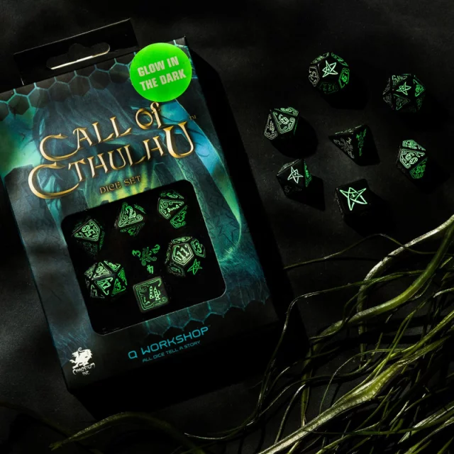 Call of Cthulhu Dice Black & glow-in-the-dark Dice Set