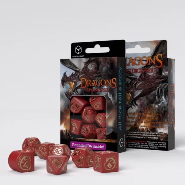 Kostky Dragons - červeno-zlaté