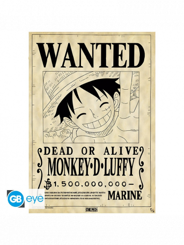 Plakát One Piece - Wanted Luffy Parchment