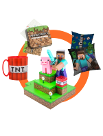Výhodný set Minecraft MEGA - Lampička, polštář, hrnek, hrací karty