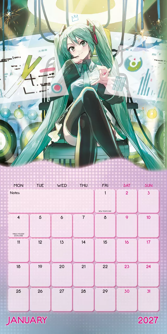 Kalendář Hatsune Miku 2027 - Anime