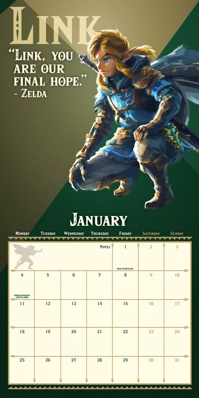 Kalendář The Legend of Zelda: Tears of the Kingdom 2027