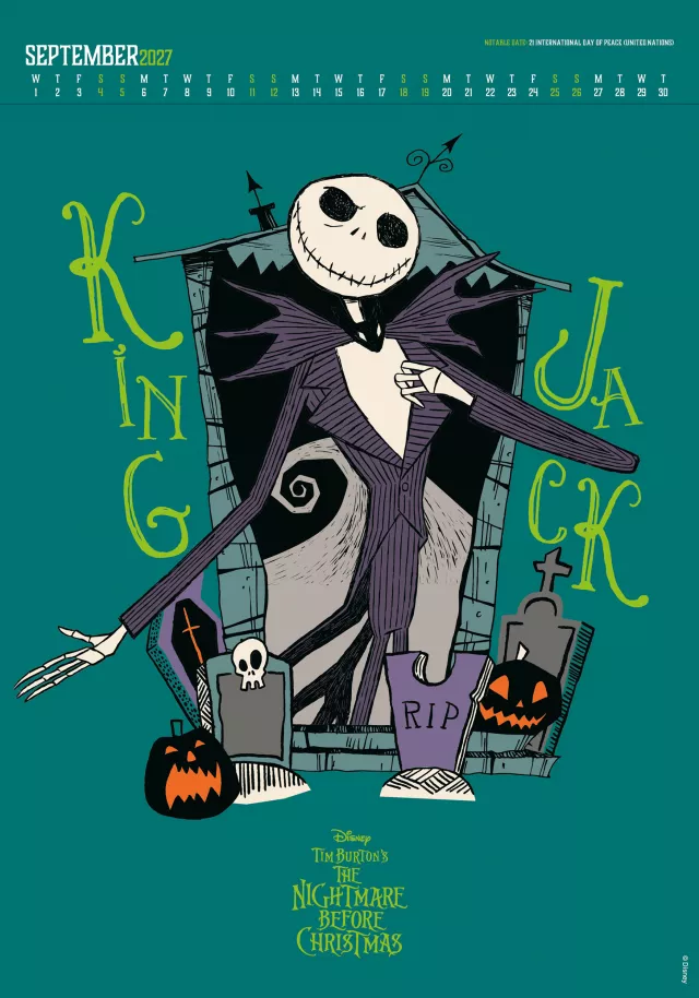 Kalendář The Nightmare Before Christmas Deluxe 2027 (A3) - Tim Burton