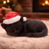 Vánoční ozdoba Jingle Paws - Sleeping Black Cat in Santa Hat (Nemesis Now) - Nemesis Now 