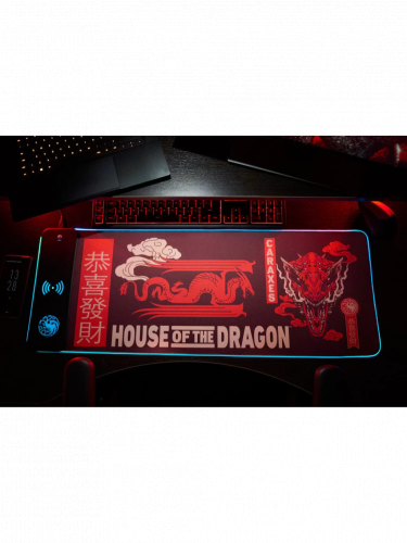 Podložka pod myš Game of Thrones: House of the Dragon - Podložka s bezdrátovou nabíječkou a RGB podsvícením (Numskull)