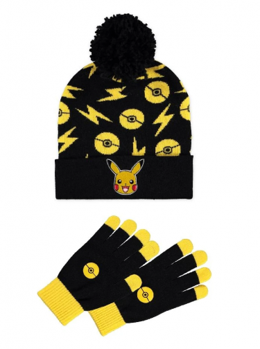 Dárkový set Pokémon - Pikachu (čepice a rukavice)