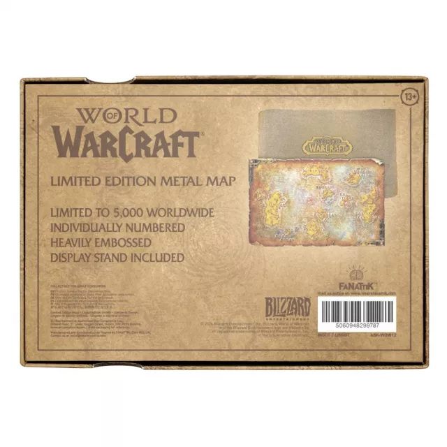 Kovová replika mapy World of Warcraft - Azeroth Limited Edition - Kusově limitováno