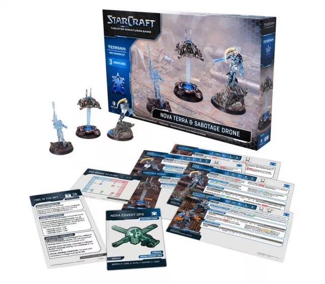 Figurková hra StarCraft - Tabletop Miniature Game - Terran - Nova Terra & Sabotage Drone (3 figurky) - Dobrodružná desková hra