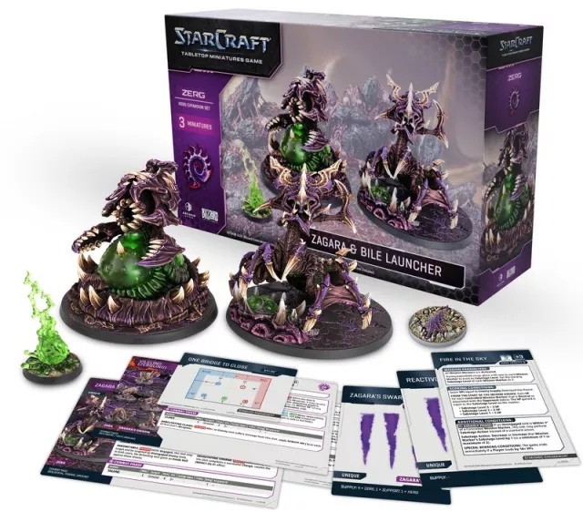 Figurková hra StarCraft - Tabletop Miniature Game - Zerg - Zagara & Bile Launcher (3 figurky) - Dobrodružná desková hra