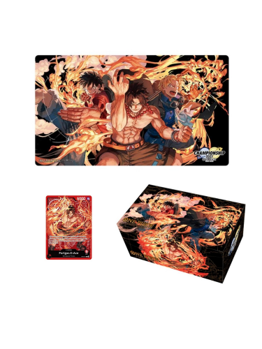 Karetní hra One Piece TCG - Ace/Sabo/Luffy Special Goods Set (podložka, krabička, karta)