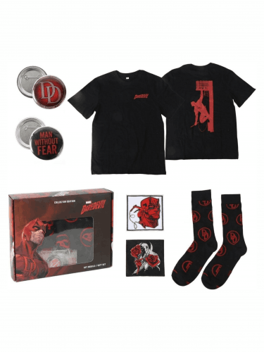 Dárková sada Marvel - Daredevil (tričko, odznaky, nášivky, ponožky) (velikost L)