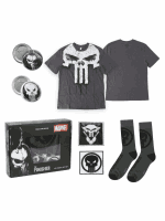 Dárková sada Marvel - Punisher (tričko, odznaky, nášivky, ponožky) (velikost XL)